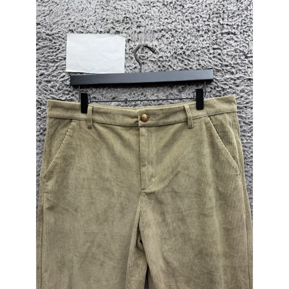 Bound Straight Leg Cropped Mushroom Corduroy Casual Trousers Mens Size L